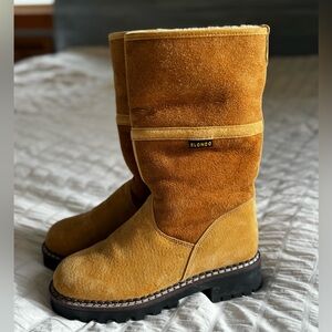 Vtg Blondo tan brown knee suede shearling lined winter boots women’s 6.5 fall